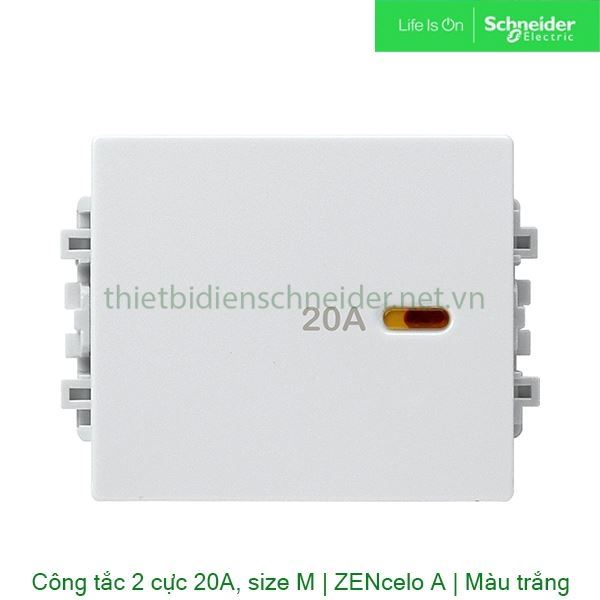 Công tắc 2 cực 20A, size M 8431MD20_WE_G19 Zencelo A Schneider