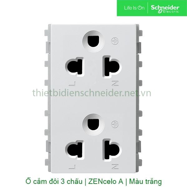 Ổ cắm đôi 3 chấu 16A 84426LUES2_WE_G19 Zencelo A Schneider