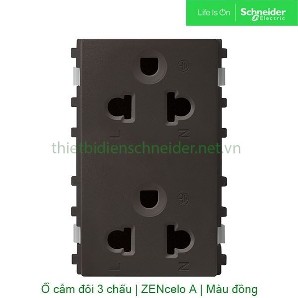 Ổ cắm đôi 3 chấu 16A 84426LUES2_BZ_G19 Zencelo A Schneider