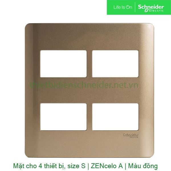 Mặt cho 4 thiết bị, size S A84T04L_SZ_G19 Zencelo A Schneider