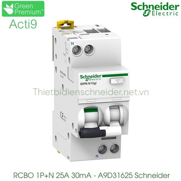 A9D31625 - Aptomat chống giật Schneider Acti9 RCBO 1P+N 25A 30mA