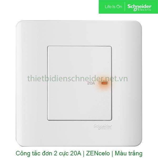 Bộ công tắc đơn 2 cực 20A E8431D20_G19 Zencelo Schneider