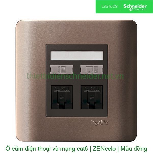 Bộ ổ cắm điện thoại và mạng cat6 E8432TDRJS_6SZ_G19 Zencelo