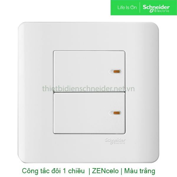 Bộ công tắc đôi 1 chiều 16A E8432_1_G19 Zencelo Schneider