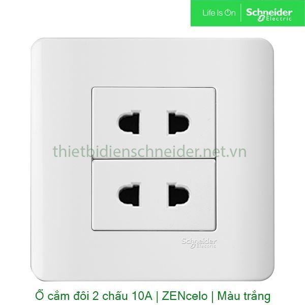 Bộ ổ cắm đôi 2 chấu 10A E84426U2_G19 Zencelo Schneider