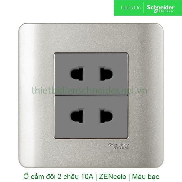 Bộ ổ cắm đôi 2 chấu 10A E84426U2_SA_G19 Zencelo Schneider