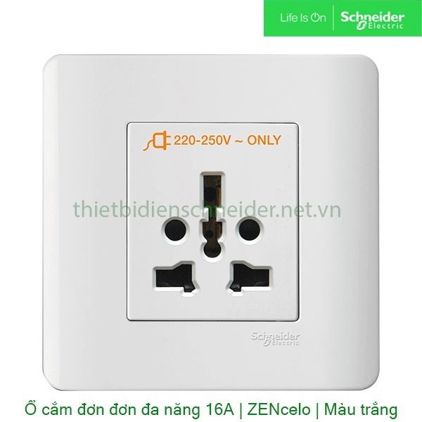 Bộ ổ cắm đơn đa năng 16A E84426_16TS_WE_G19 Zencelo Schneider