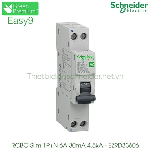 EZ9D33606 Schneider - Aptomat RCBO Easy9 Slim 1P+N 6A 30mA 4.5kA 