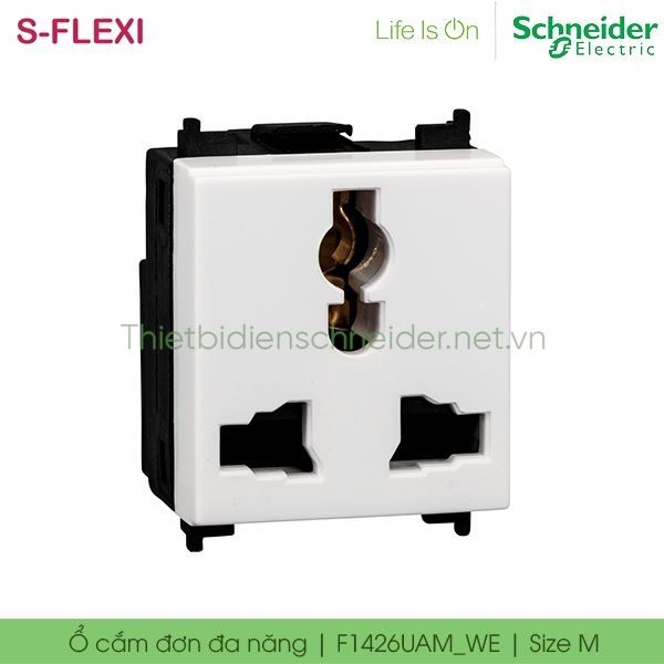 Ổ cắm đơn đa năng 13A F1426UAM_WE S-Flexi Schneider, size M