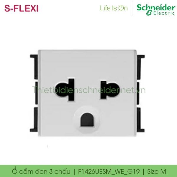 Ổ cắm đơn 3 chấu 16A F1426UESM_WE_G19 S-Flexi Schneider, size M