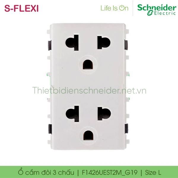 Ổ cắm đôi 3 chấu 16A F1426UEST2M_G19 S-Flexi Schneider, size L