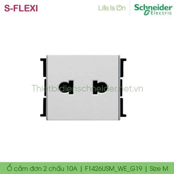 Ổ cắm đơn 2 chấu 10A F1426USM_WE_G19 S-Flexi Schneider, size M