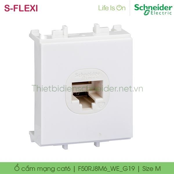 Ổ cắm mạng cat6 F50RJ8M6_WE_G19 S-Flexi Schneider, size M