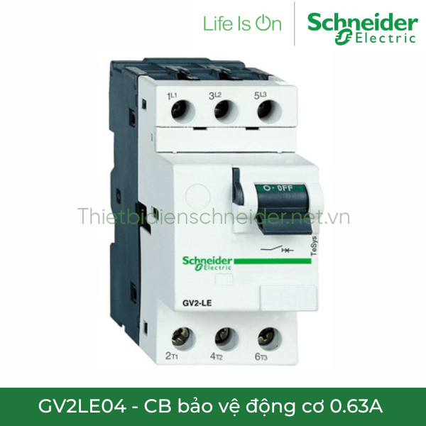 GV2LE04 Schneider - CB bảo vệ động cơ 0.63A  
