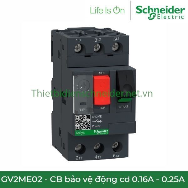  GV2ME02 Schneider - CB bảo vệ động cơ 0.16 - 0.25A   