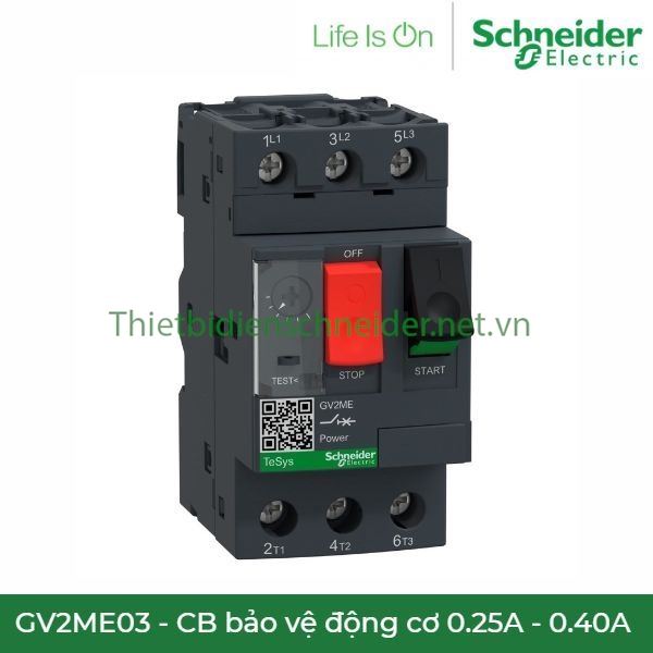  GV2ME03 Schneider - CB bảo vệ động cơ 0.25 - 0.40A   