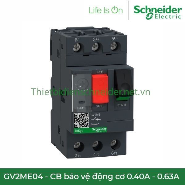 GV2ME04 Schneider - CB bảo vệ động cơ 0.40 - 0.63A  