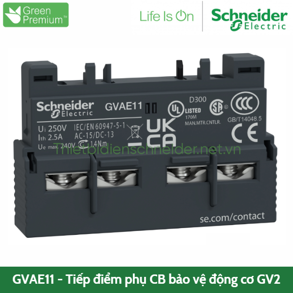 GVAE11 Schneider - Tiếp điểm phụ cho CB bảo vệ pha GV2 