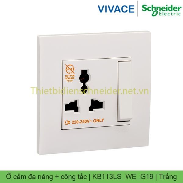 Ổ cắm đơn đa năng có công tắc KB113LS_WE_G19 Vivace Schneider