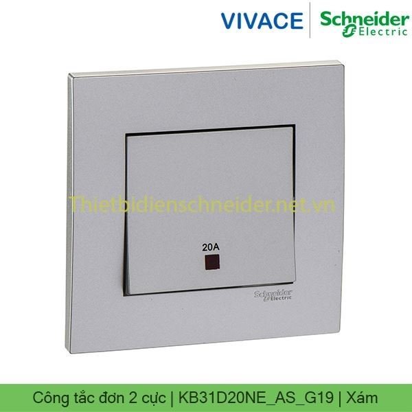 Công tắc đơn 2 cực 20A KB31D20NE_AS_G19 Vivace Schneider