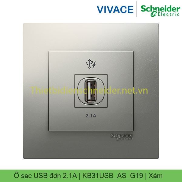 Ổ sạc USB đơn 2.1A KB31USB_AS_G19 Vivace Schneider