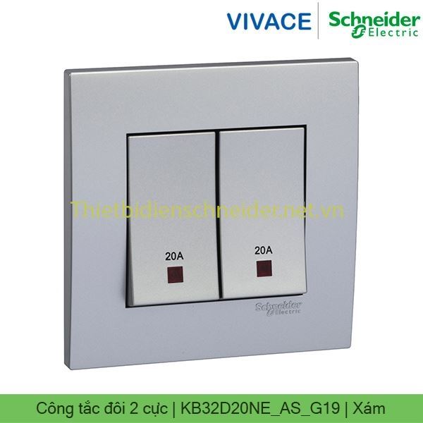 Công tắc đôi 2 cực 20A KB32D20NE_AS_G19 Vivace Schneider