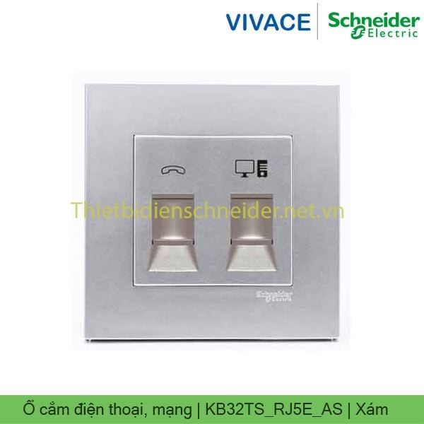 Ổ cắm điện thoại, mạng cat5e KB32TS_RJ5E_AS Vivace Schneider