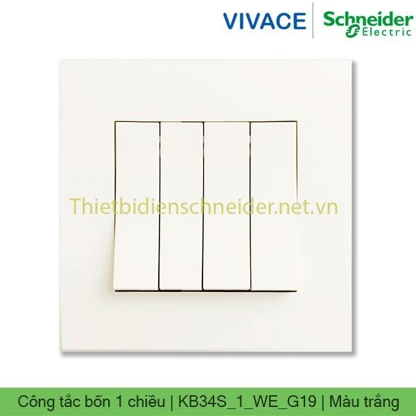 Công tắc bốn 1 chiều 16AX KB34S_1_WE_G19 Vivace Schneider