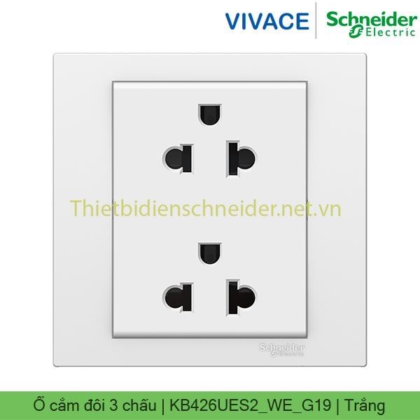 Ổ cắm đôi 3 chấu 16A KB426UES2_WE_G19 Vivace Schneider