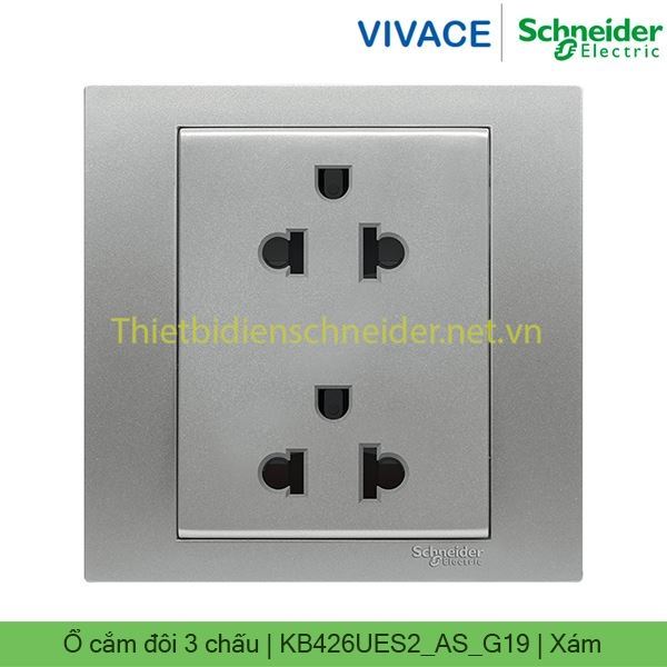 Ổ cắm đôi 3 chấu 16A KB426UES2_AS_G19 Vivace Schneider