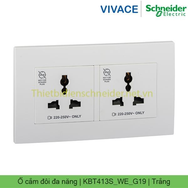 Ổ cắm đôi đa năng KBT413S_WE_G19 Vivace Schneider