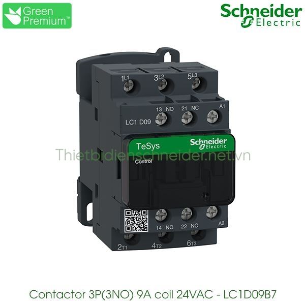 LC1D09B7 Schneider - Contactor (Khởi động từ) 3P(3NO), 9A, Coil 24VAC