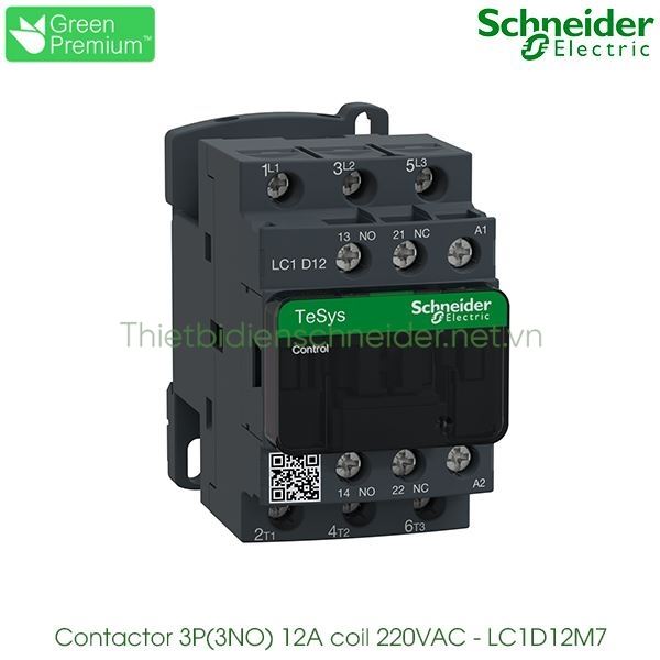 LC1D12M7 Schneider - Contactor (Khởi động từ) 3P(3NO), 12A, Coil 220VAC