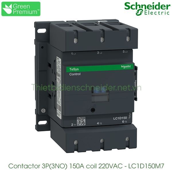 LC1D150M7 Schneider - Contactor (Khởi động từ) 3P(3NO), 150A, Coil 220VAC