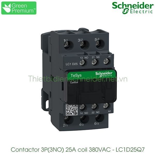 LC1D25Q7 Schneider - Contactor (Khởi động từ) 3P(3NO), 25A, Coil 380VAC