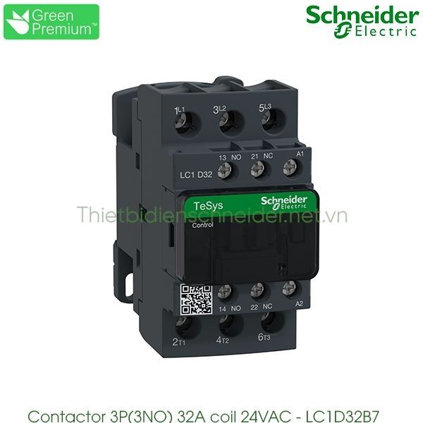 LC1D32B7 Schneider - Contactor (Khởi động từ) 3P(3NO), 32A, Coil 24VAC