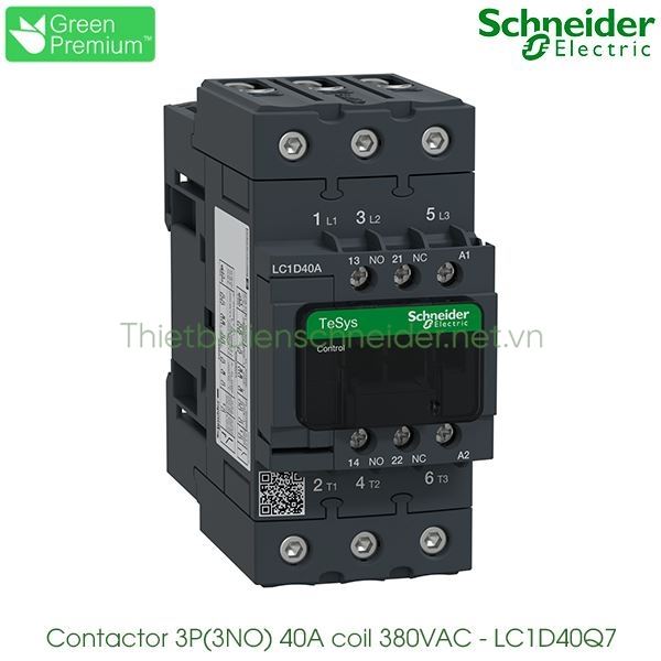 LC1D40AQ7 Schneider - Contactor (Khởi động từ) 3P(3NO), 40A, Coil 380VAC