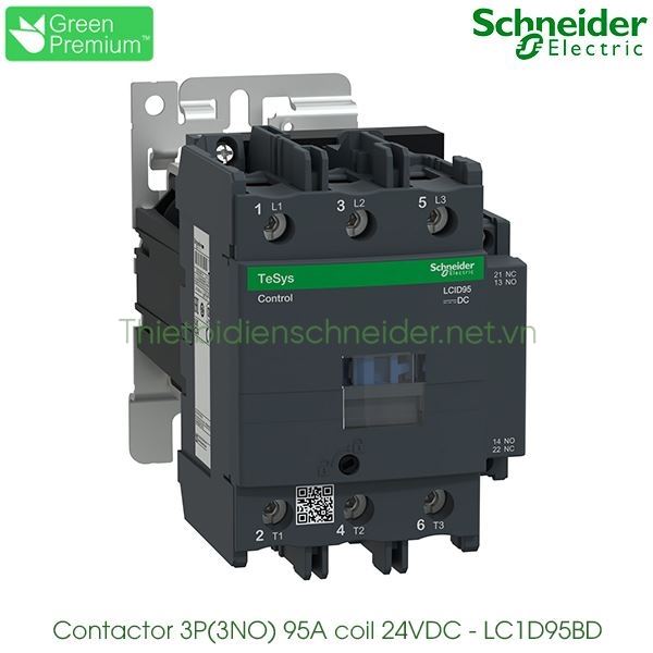 LC1D95BD Schneider - Contactor (Khởi động từ) 3P(3NO), 95A, Coil 24VDC