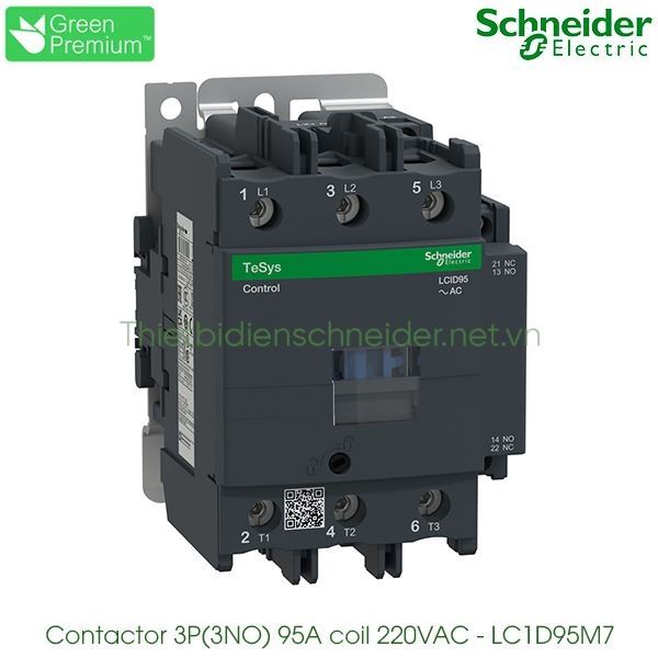 LC1D95M7 Schneider - Contactor (Khởi động từ) 3P(3NO), 95A, Coil 220VAC