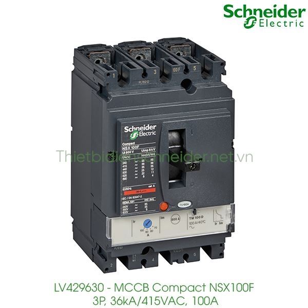 LV429630 Schneider - MCCB Compact NSX100F, 36kA/415VAC, 100A, 3P