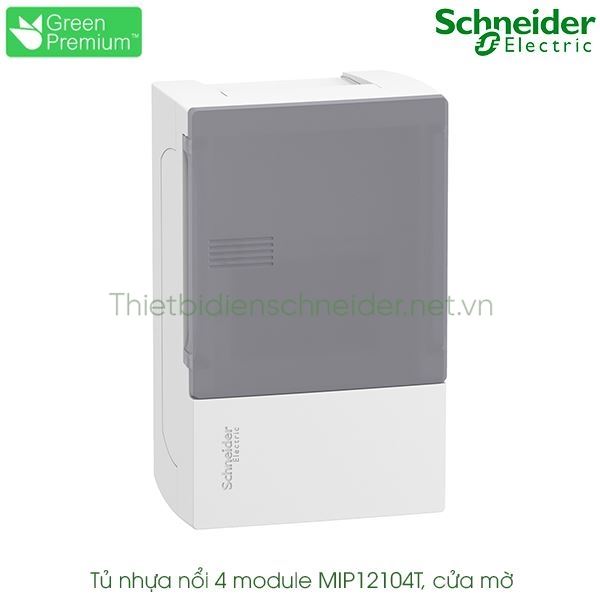 MIP12104T Schneider - Tủ điện nhựa nổi, cửa mờ 4 module Resi9 MP