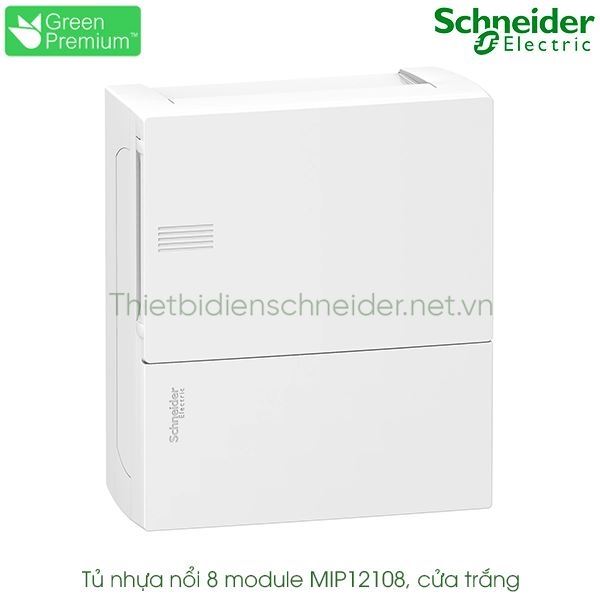 MIP12108 Schneider - Tủ điện nhựa nổi, cửa trắng 8 module Resi9 MP