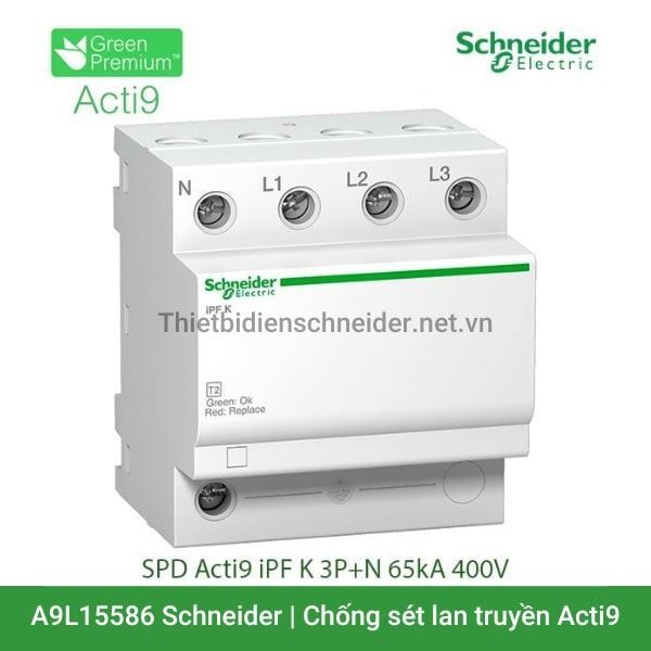 A9L15586 Schneider - Chống sét lan truyền Acti9 iPF K 3P+N 65kA 230/400V