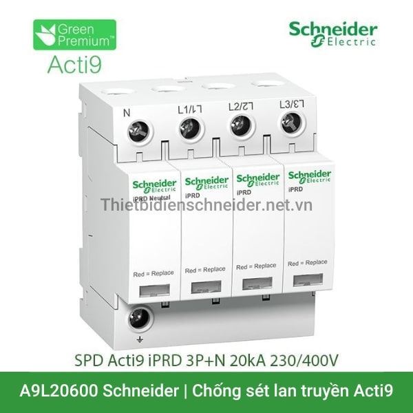 A9L20600 Schneider - Chống sét lan truyền Acti9 iPRD 3P+N 20kA 230/400V