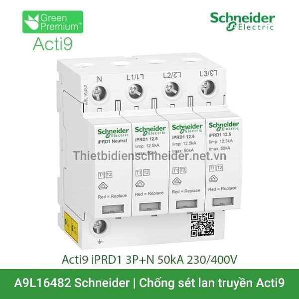 A9L16482 Schneider - Chống sét lan truyền Acti9 iPRD1 3P+N 50kA 230/400V