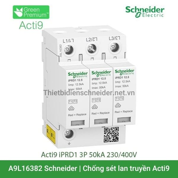 A9L16382 Schneider - Chống sét lan truyền Acti9 iPRD1 3P 50kA 230/400V