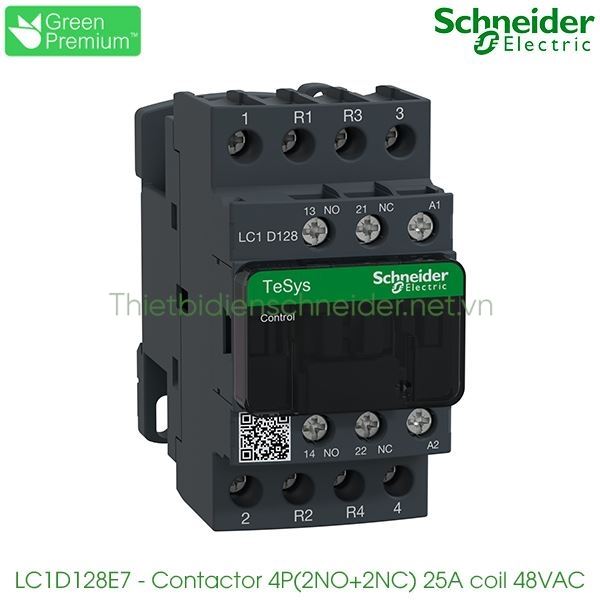 LC1D128E7 Schneider - Contactor 4P(2NC+2NO), 25A, coil 48VAC