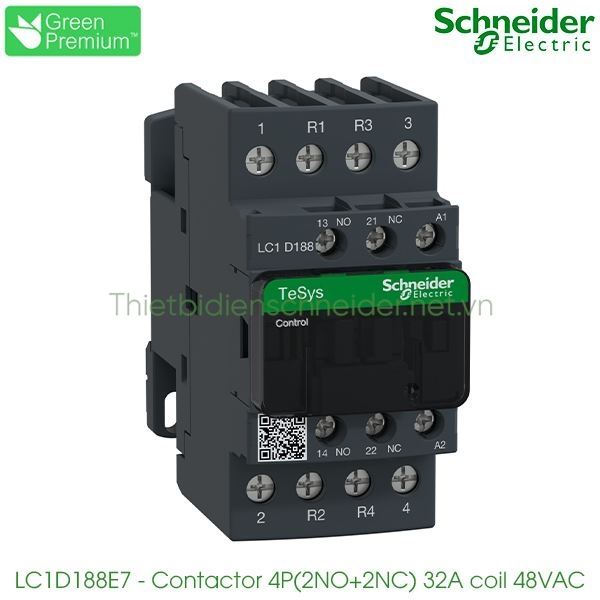 LC1D188E7 Schneider - Contactor 4P(2NC+2NO), 32A, coil 48VAC