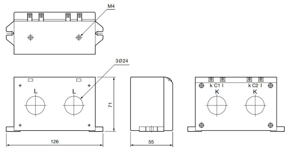 Kích thước biến dòng 2 CT Schneider