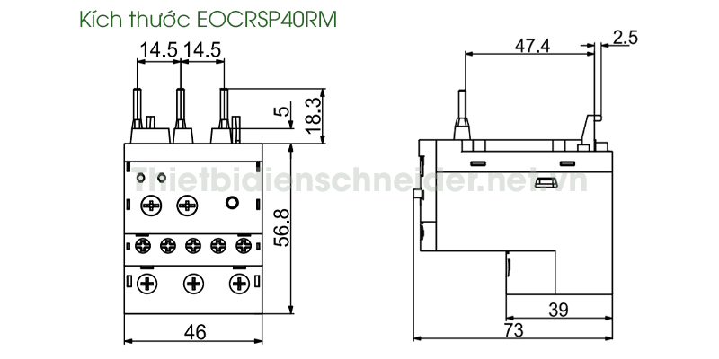 Kích thước EOCRSP40RM Schneider